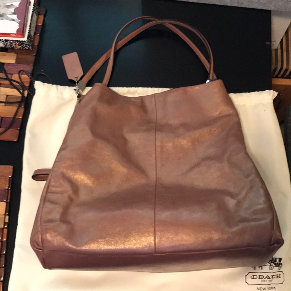 Rose Gold Large Eddie Coach Purse